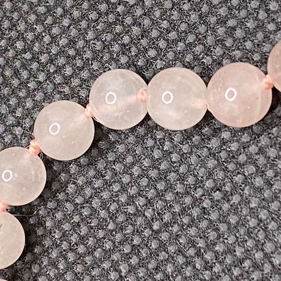 14k Hong Kong WW Rose Quartz Beaded Heart Pendant Necklace - Picture 9 of 14